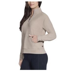 Skechers Women’s Go Walk Ribbed Quarter Zip Top Tan Size M